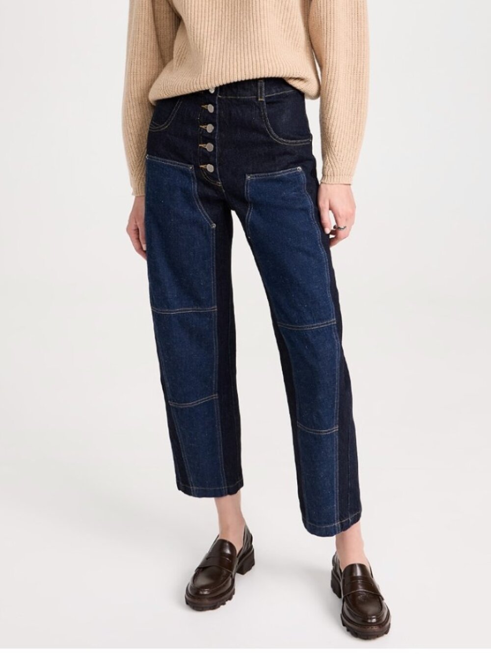 Rachel Comey Handy Pant Denim Straight Leg Jeans with Contrast Panels
